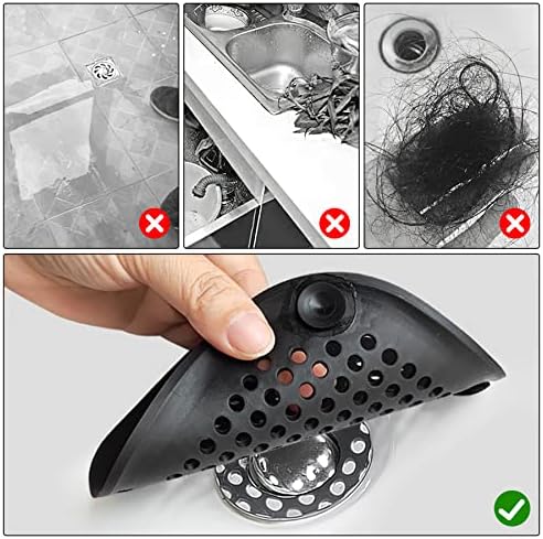Philbinden 4 Piece Hair Catcher Drain Cover with Suckers Black