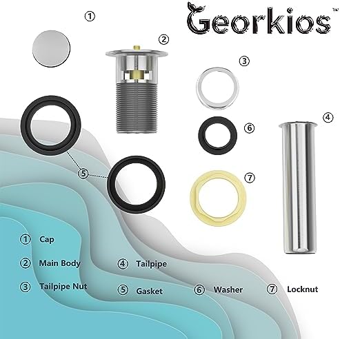 GeorkiosBath Sink Drain StoppersSolid Brass with Overflow