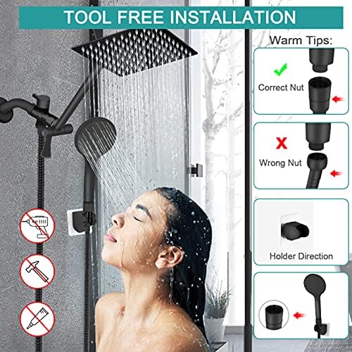 Tudoccy 10 High-Pressure Rainfall Shower Head combo with 11 Extension Arm