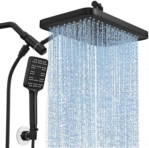 High-Pressure Dual Shower Head Set Rainfall Experience Luxurious Design Mat Black