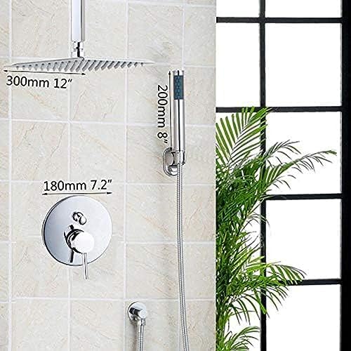 12 Inch Wall Mount Rain Shower Set with Chrome Handheld