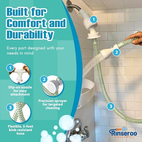 Rinseroo Removable Handheld Shower Hose 5ft