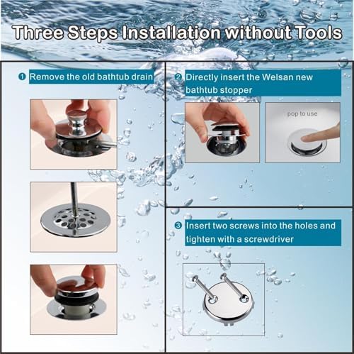 Chrome bathtub drain stopper with plug