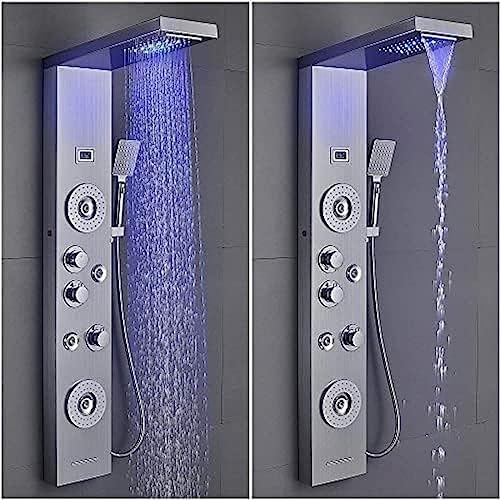 Luxury LED Rain Shower Faucet with Wall Mount 12-inch Handheld