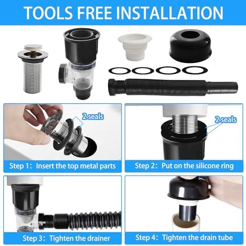 Bath Sink Drain Kit for 1-14 1-12 with Overflow Strainer