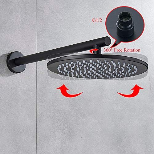 Huin Brass Black 16 Diverter Mixing Shower Head Set
