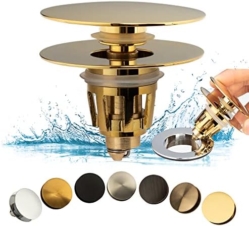 Artiwell Universal Bathroom Sink Drain Stopper - Polished Brass