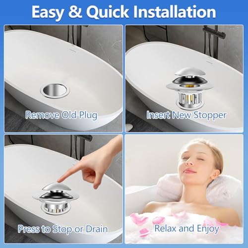 Universal Bathtub Drain Stopper with Anti-Clog