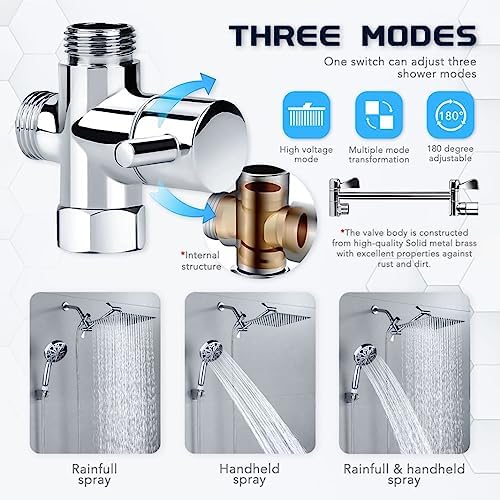 12 Handheld Rainfall Shower Head with High-Pressure 82 Modes