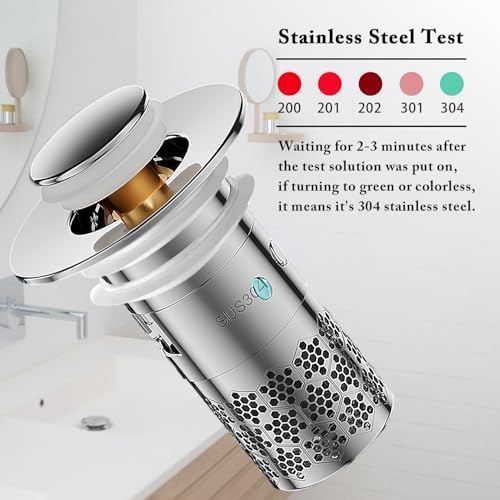 ABDZTY 2-Piece bathroom sink drain strainer stopper basket 11-142-inch compatible