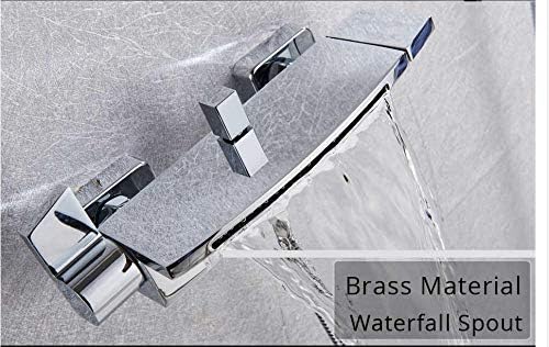 Huin Chrome Waterfall Mixing Faucet Set Dual-Handle with Overhead Shower Trim