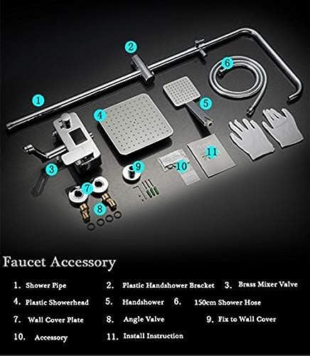 TECKI Chrome 8 Rainfall Shower Faucet Trim Set with Handheld Mixer