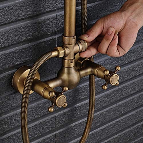 Bath Time BeautyHuinAntique Brass Extensions and Handheld Shower Set