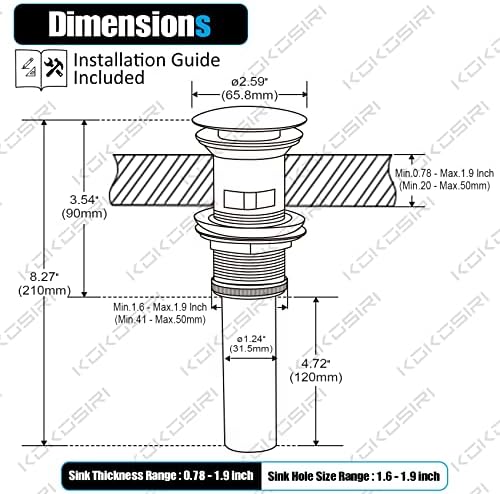Kokosir Pop Up Sink Drain C1001BG