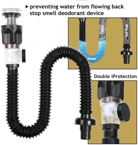 Rakickyer Premium Bathroom Sink Drain Kit with Expandable P-Trap Deodorizing Feature