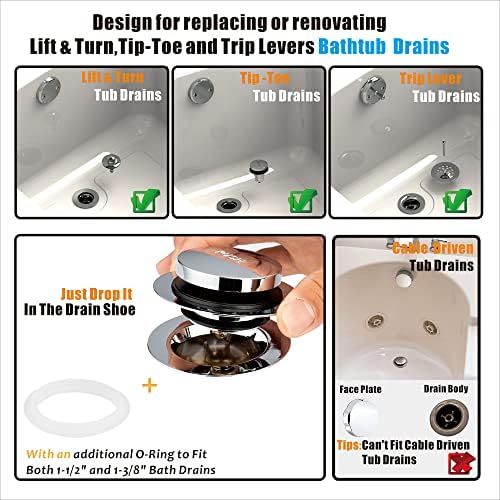Chrome Universal Tub Drain Kit for Easy bathtub Installation