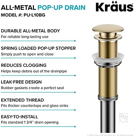 Kraus Enhanced Drain ez installation in brushed gold