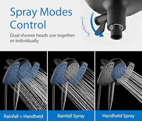 Black Dual-Purpose Shower Head Combo 10