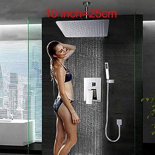 Concealed Luxury Ceiling Mounted 16-Inch Square Rainfall Bathroom Bathtub Shower Faucet
