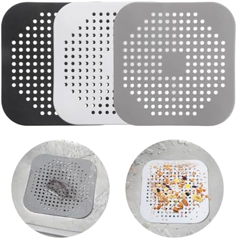 3-Pack Silicone Suction Cup Drain Hair Catchers for Showers Kitchen Bathroom