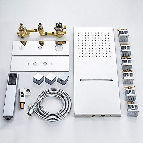 Wall-Mounted LED Rain Shower System with Massage Sprays and Handheld Shower