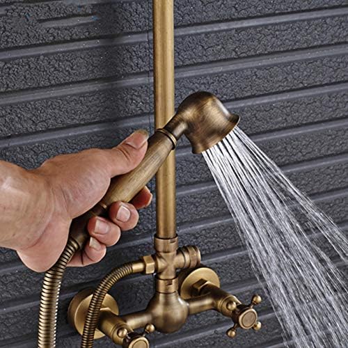 Bath Time BeautyHuinAntique Brass Extensions and Handheld Shower Set