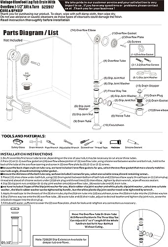 Artiwell Vintage claw foot Tub Drain Kit