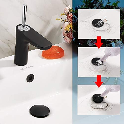 Vessel Sink Drain No-Clog Protector Rust-Resistant Easy Install Matt Black