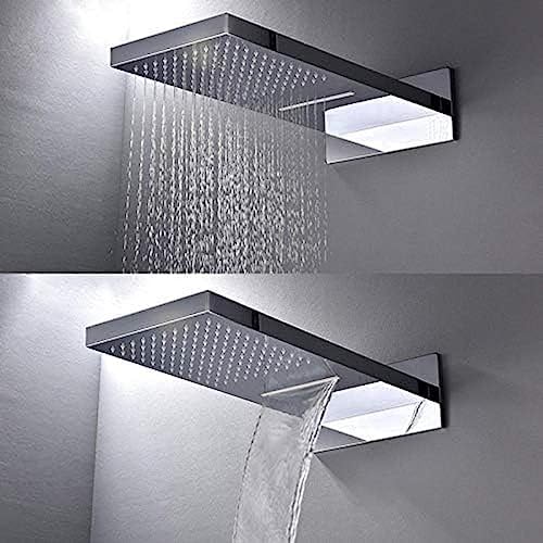 Wall-Mounted LED Rain Shower System with Massage Sprays and Handheld Shower