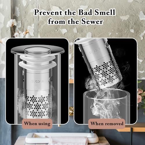 ABDZTY 2-Piece bathroom sink drain strainer stopper basket 11-142-inch compatible