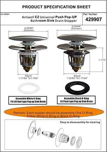Sink Drain Stopper Easy Durable Bath renovation