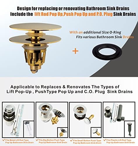 Artiwell Universal Bathroom Sink Drain Stopper - Polished Brass