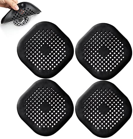 Philbinden 4 Piece Hair Catcher Drain Cover with Suckers Black