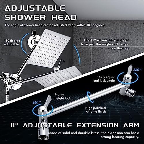 12 Handheld Rainfall Shower Head with High-Pressure 82 Modes