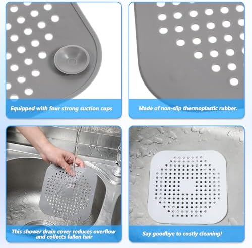 3-Pack Silicone Suction Cup Drain Hair Catchers for Showers Kitchen Bathroom