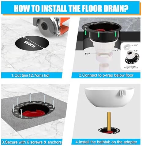 High-Quality ABS Freestanding Tub Drain with snap-off test cap