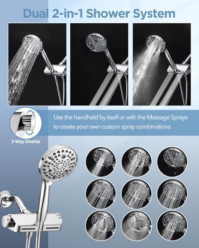Dual Massage Shower Combo - Handheld Fixed