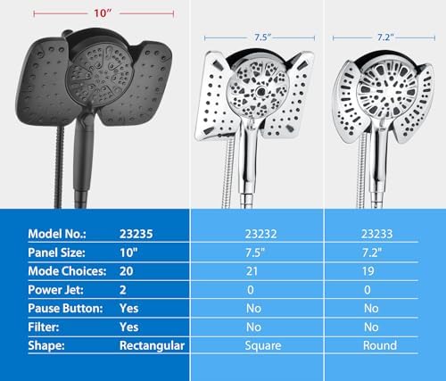 Black Dual-Purpose Shower Head Combo 10