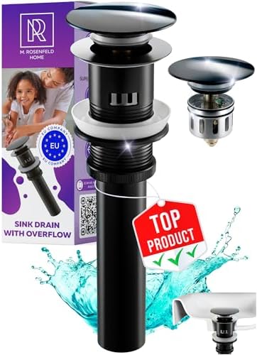 Sturdy Matte Black Sink Drain with Overflow Rust-Resistant and Anti-Clog