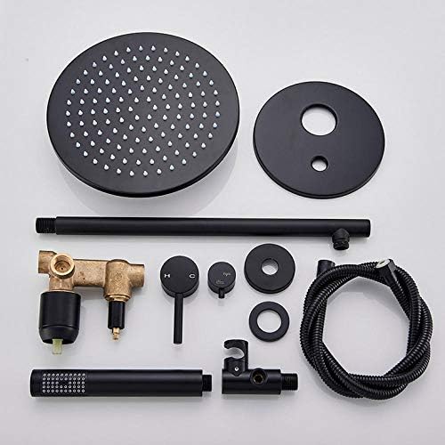 Huin Brass Black 16 Diverter Mixing Shower Head Set