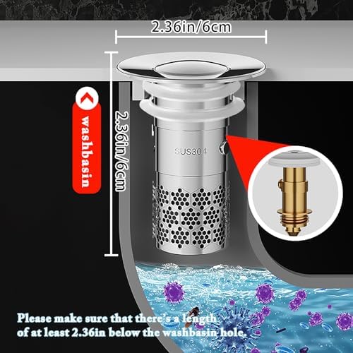 ABDZTY 2-Piece bathroom sink drain strainer stopper basket 11-142-inch compatible