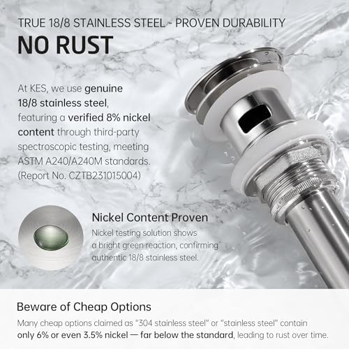 KES Vessel Sink Drain 16-19 Hole - Rustproof Durable 304 Steel