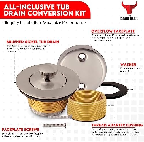 Lift and Turn Bathtub Drain Kit Brass Brushed Nickel