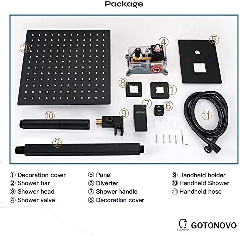 Sturdy 12 Square Ceiling Mount Shower Faucet with Dual Modes