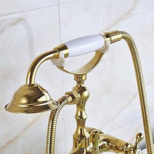 TECKI Solid Brass Luxury Bath Tub Faucet with Handheld Shower and Dual Handles