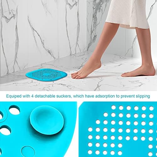 2-Piece Blue Shower Drain Hair Catcher for Bath Kitchen