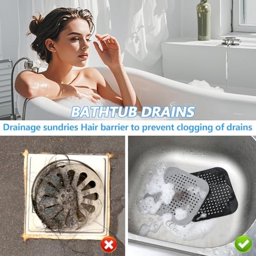 3-Pack Silicone Suction Cup Drain Hair Catchers for Showers Kitchen Bathroom