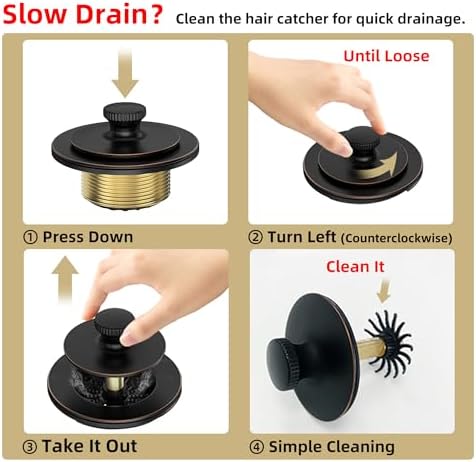 Sogmeter Chrome Plated bathtub drain hair catcher 2-hole lift turn USCA compatible