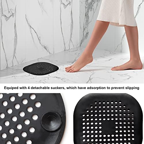 Philbinden 4 Piece Hair Catcher Drain Cover with Suckers Black