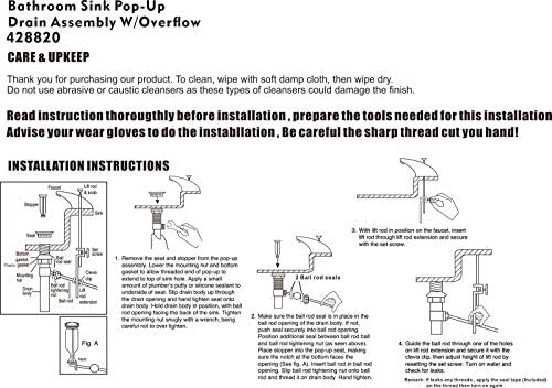 lbs Sink Drain Set with Lift Rod Overflow for Modern Bathroom Fixes